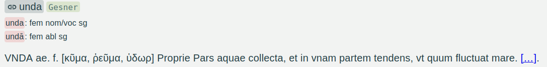 Example showing the entry for unda in Gesner.`